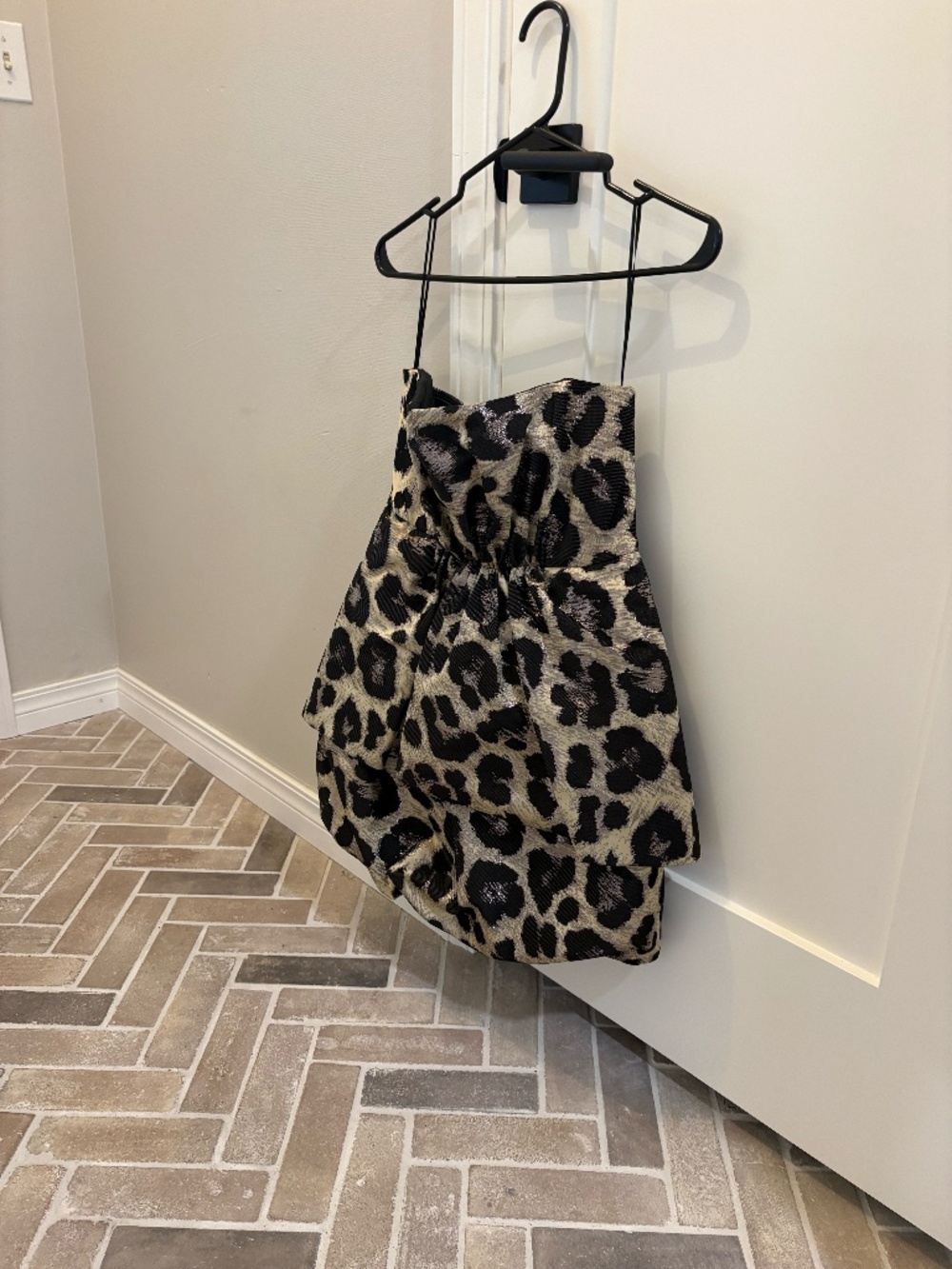 Tibi Metallic Leopard Jacquard Strapless Bubble Dress – Size 2